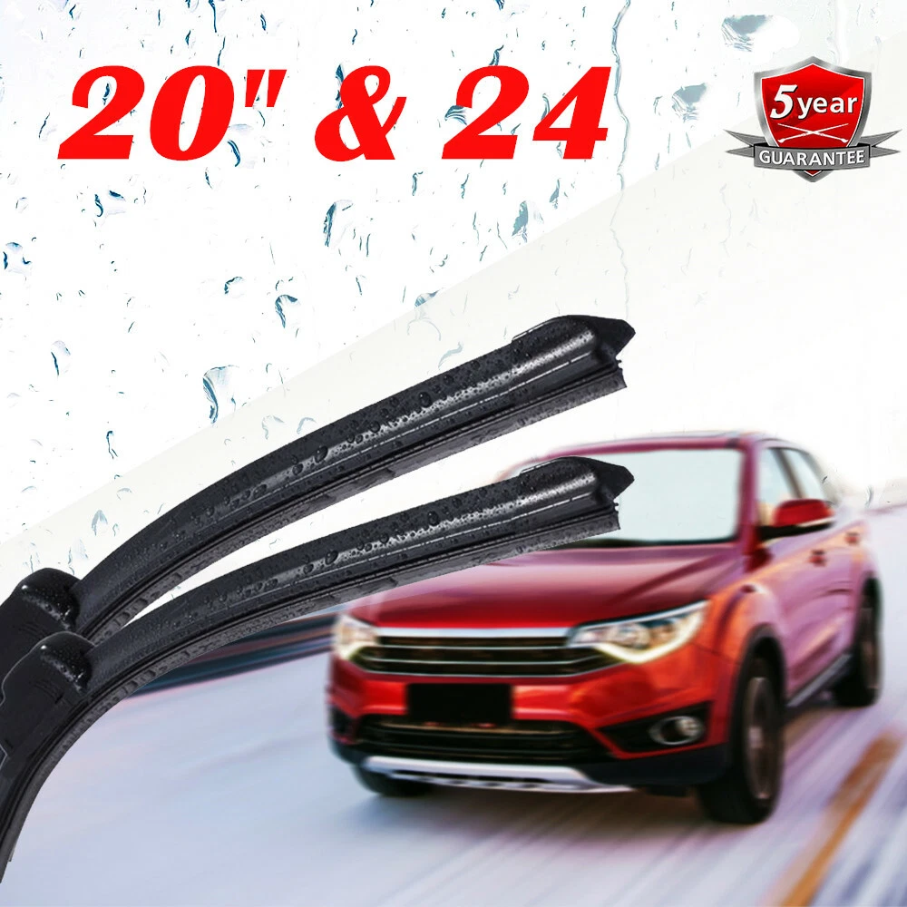 24-inch & 20-inch Bracketless All-Season Premium Windshield Wiper Blades - OEM Quality US Made