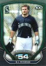 2015 Bowman Chrome Bowman Scouts Top 100 #54 D.J. Peterson RC Seattle Mariners