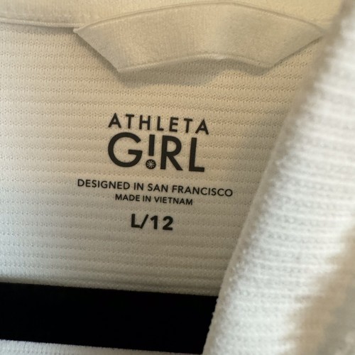 Athleta Girls Size Large 12 White Mavericks Pockets Hood Full Zip Up Jacket - Picture 10 of 10
