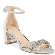 Jewel Badgley Mischka Crystal Embellished Block Heels Size 7.5 NEW MSRP 99