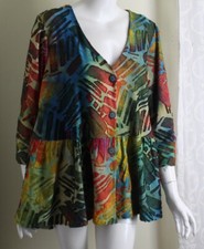 Pure Essence Sz Xl Art-to-wear Funky Hi-low Funky Rainbow Jacket Top