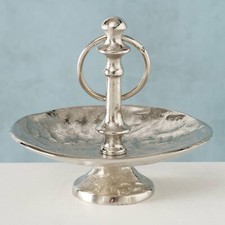 Hochwertige Etagere Teller Tablett mit Fuß 17 cm Metall Shabby Dekoration Neu