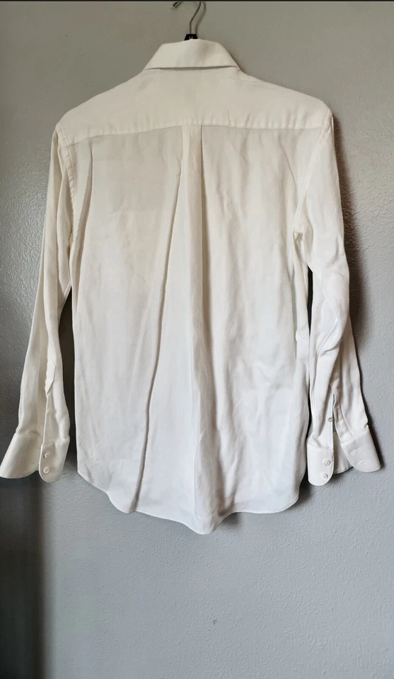 Camisa Armani Collezioni Hombre Grande 37 14.5 Cuello Algodón Hecha en Italia Beige Foto 3 de 4