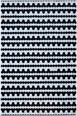 Leder Teppich Tappeto Tapijt 150x240 cm Rindsleder Rug Handarbeit schwarz weiß - Bild 1 von 4