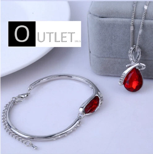 Parure di bigiotteria rosso a goccia