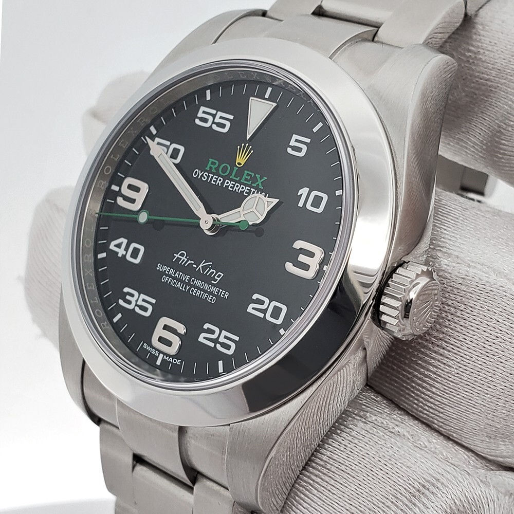2020 Rolex Air King 40mm 116900 Black Dial Green script Steel