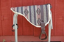 BAREBACK SADDLE PAD WITH REMOVEABLE STIRRUPS ADJUSTABLE BROWN AZTEC COLOR