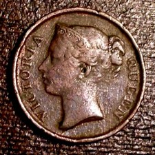 ~1845 Straits Settlements Malaysia 1/2 Half Cent East India Company  