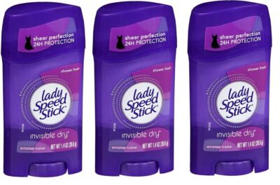 Lady Speed Stick Antiperspirant Invisible Shower Fresh 1.4 Oz X 3 Packs