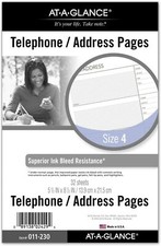AT-A-GLANCE Day Runner Telephone and Address Pages, Refill, Loose-Leaf