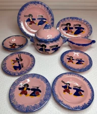 Vintage 1950s French Childs Henriot Quimper Toy Dinner Set – Brittany Miniature