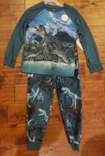 Boy's Wonder Nation Dinosaur T-Rex Green 2 Pc Pajama Sleep Set Sizes XS-2XL