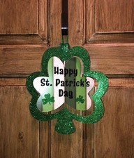 St Patricks Day Wall Sign Decor Spinning Dual Layered Shamrock