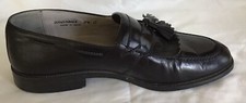 RODOLFO VALENTINO Men 9.5D Loafer Dress Shoes Black Leather Kiltie Tasseled
