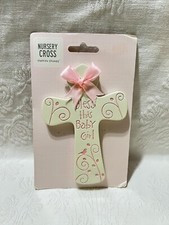 2017-CR Gibson-Stepping Stones  BLESS THIS BABY GIRL  Nursery Wall Hanging Cross
