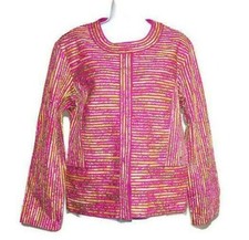 Chico’s Jacket Women's Size 2 Large Fuschia Floral Button Closure Lined