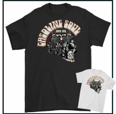 Gasoline Soul T-Shirt Biker Motorrad Motorrad Skull Fahrer Bike MC Superbike