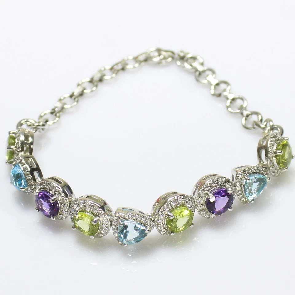 Natural Multi Stone Bracelet With 925 Sterling Silver In 7 Inches Size - Image 3 of 4