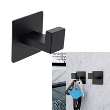 2pcs Matte Black Towel Hat Bag Coat Belt Key Sponge Hanger Hook Self-adhesive