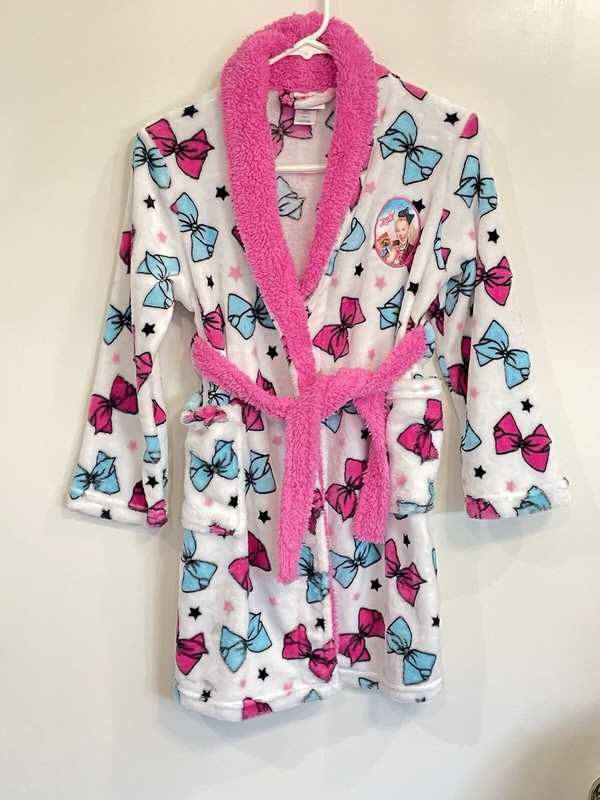 Nickelodeon Jojo Siwa Bow Star Plush Fuzzy Cute  Bathrobe Girls Size 10