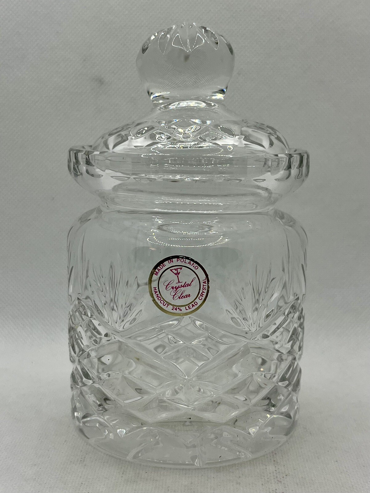 Vintage Hand Cut 24% Lead Crystal Lidded Jelly Jam Sugar Jar Made in Poland, vintage trinket box