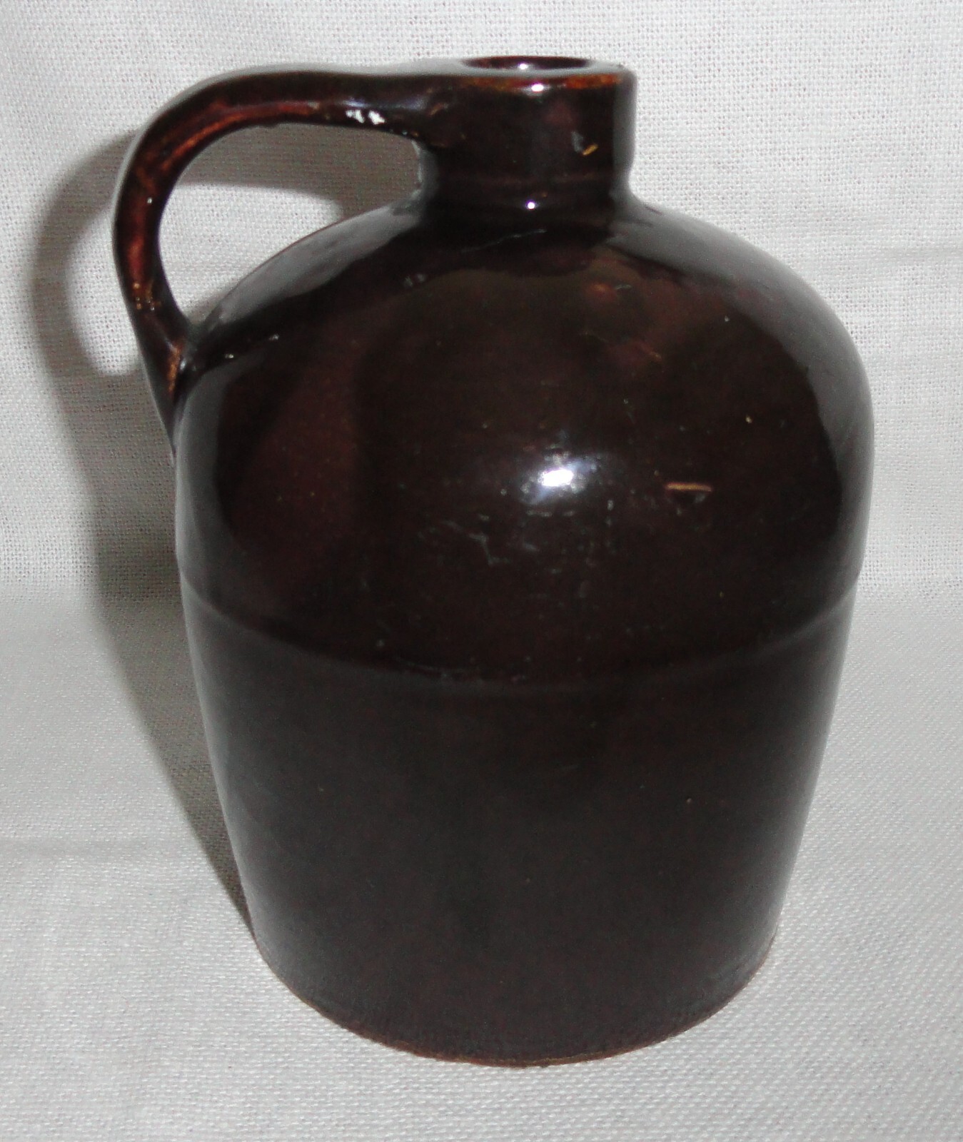 Early 6 1/2" Tall Antique Brown Glazed Stoneware Jug Applied Handle eBay