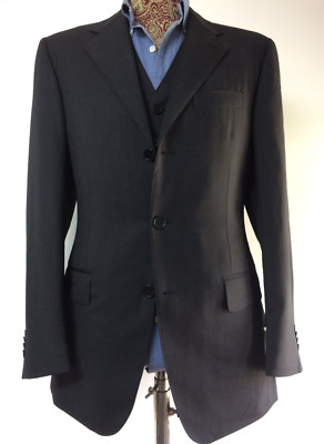 ABITO 3 PEZZI CANTARELLI SARTORIA TG. 48 ANTRACITE INTELATO STILE KITON  ISAIA | eBay
