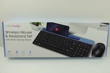 Colorways Wireless Mouse &Keyboard Set w/ Multi-Device stand Blue and Black New