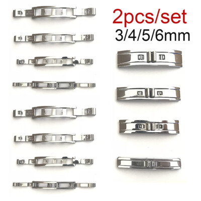 2x 3-6mm Stainless Steel Watch Buckle 5mm Double Pull Folding Butterfly Clasp US