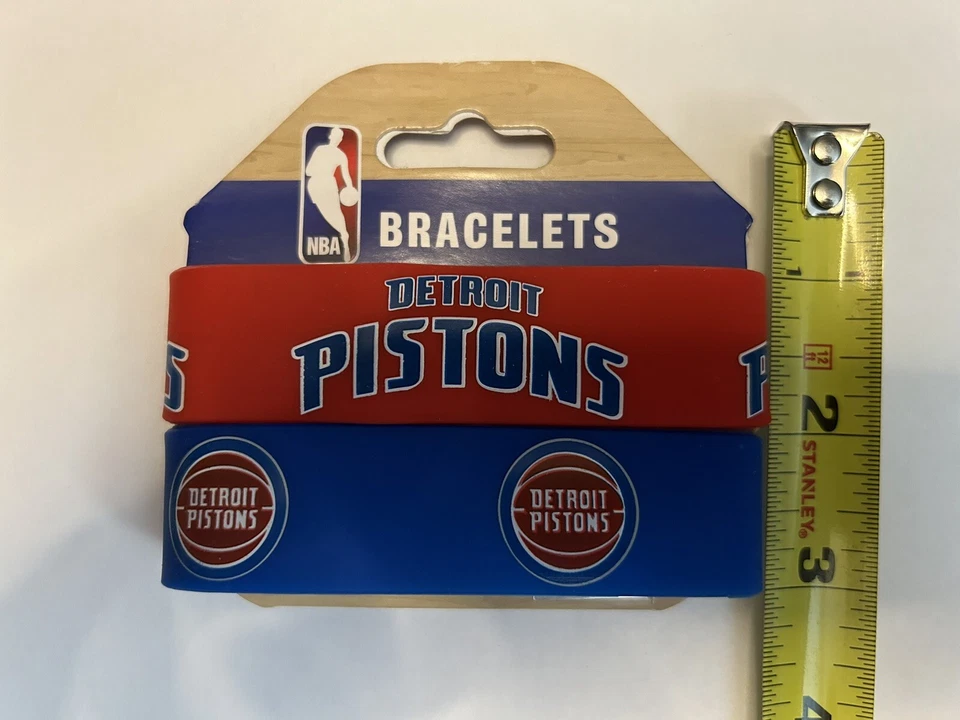 Juego de 2 pulseras anchas de goma de silicona Detroit Pistons NBA Foto 4 de 4
