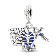 MULA European 925 Silver DIY Charm AAA CZ Enamel Pyramid Cross For WomenBracelet