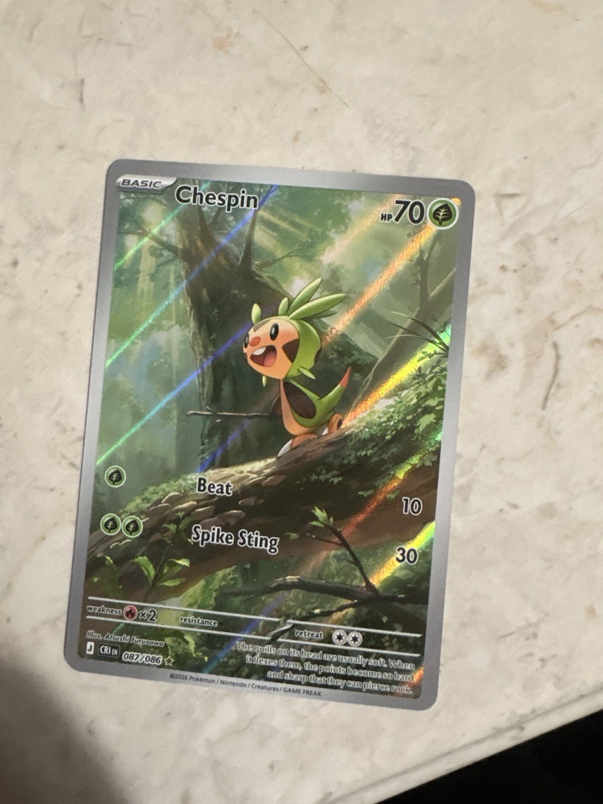 Chespin 87/86 Illustration Rare Pokemon Chaos Rising ME04 NM