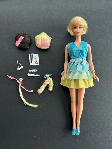 Vintage BARBIE HAIR FAIR Set w TNT Body Accys Wigs Earring Pins Dreamy Blues EXC