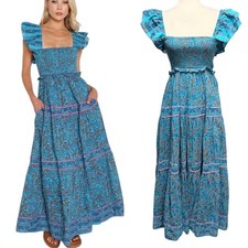 Cleobella Maxi Dress Womens XS Marilyn Cotton Smocked Tiered Boho Feminine