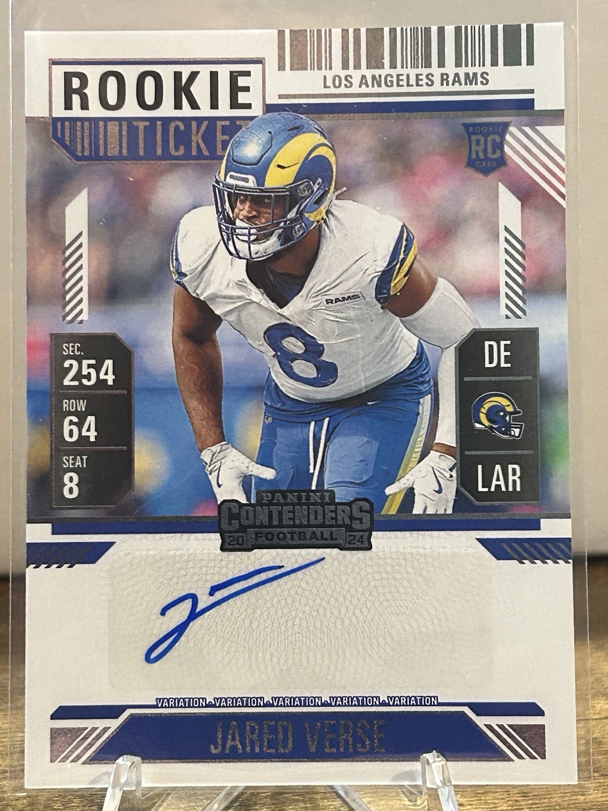 Jared Verse 2024 Panini Contenders Rookie Ticket Variation Auto RC Rams
