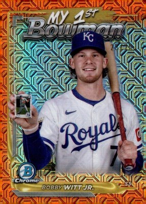2024 BOWMAN CHROME MY 1st BOWMAN ORANGE MOJO #M1B-23 BOBBY WITT JR. 25/25