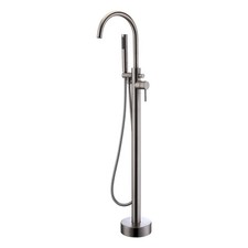 Freestanding Tub Filler Bathtub Faucet Brushed Nickel Floor Mount Single Hand...