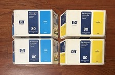 New Genuine HP 2 C4846A Cyan 2 C4848A Yellow Ink Cartridges 80 Sealed Boxes
