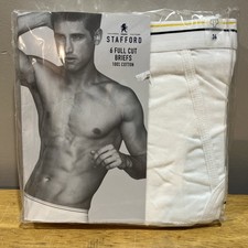 Vtg STAFFORD Mens 6 Pack Full Cut White Briefs Size 34 100 Cotton