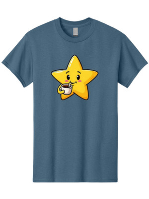 Star-Drinking-Coffee-3 Mens Graphic Tee, 100% Cotton, Casual Summer Wear