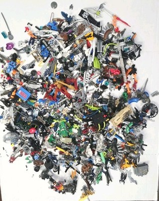 Huge Lot Of LEGO BIONICLE Assorted Figures Masks, Parts, Weapons, Sets 18 Pounds