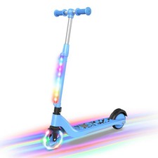 Blue 5.3" Electric Scooter for Kids Foldable Kick Scooter W/ Colorful LED Lights