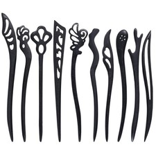 10 Pieces Wooden Hair Sticks Chinese Chignon Japanese Hair Chopsticks Wooden ...