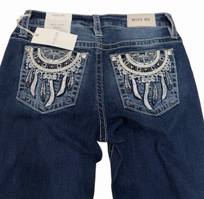 Miss Me Women s Mid Rise Boot Cut  Blue Wash Jeans Size 31x34 NWT