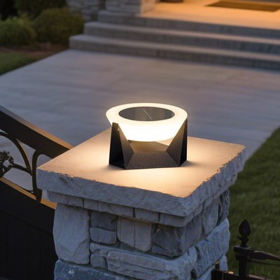 MVBT Solar Post Lights, 7.1'' Outdoor Pillar Light 7.1'', Black Grey 