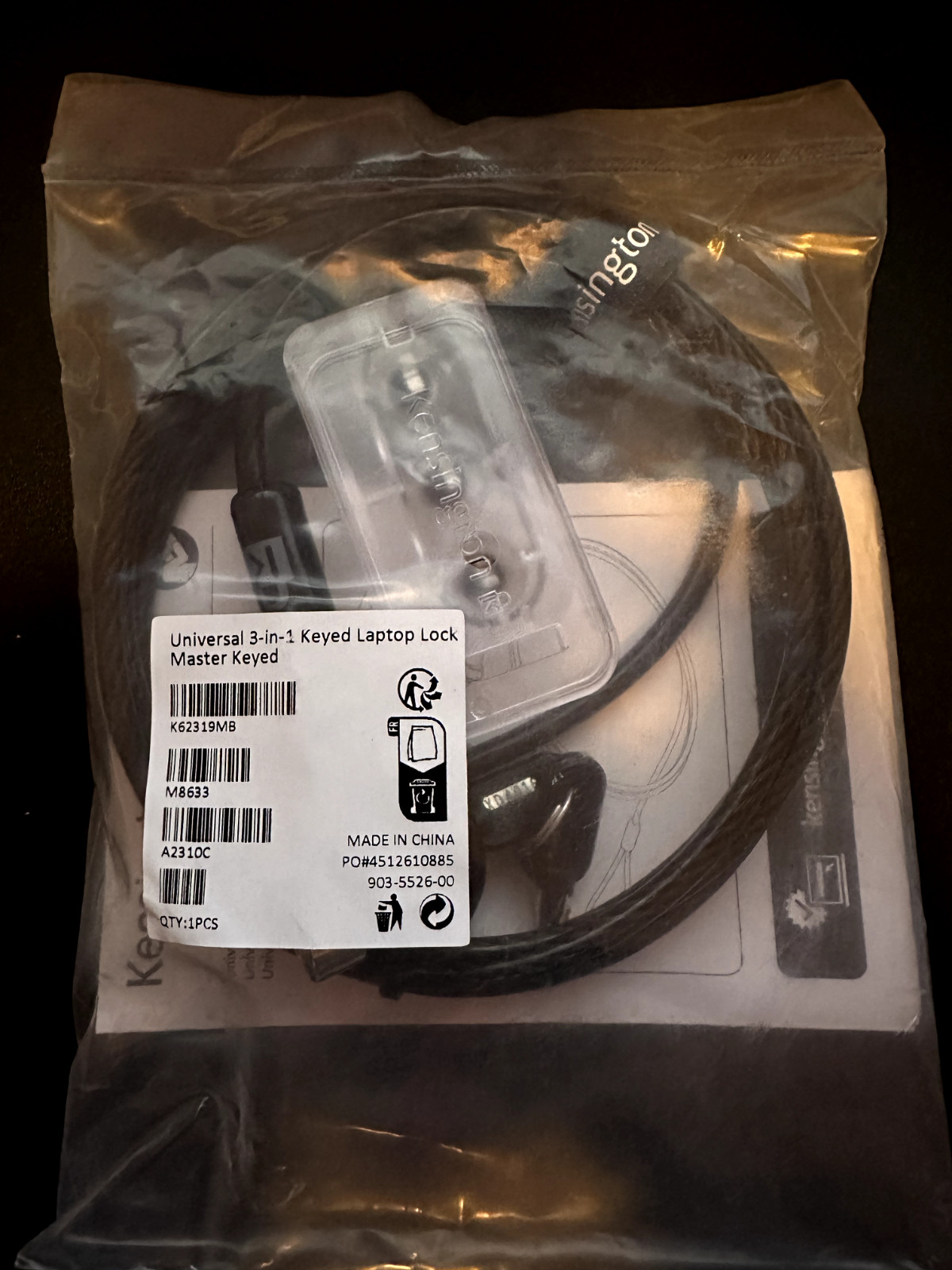 NEW Kensington Universal 3 in 1 Keyed Laptop Lock Master Key