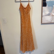 Reformation Women's Small Rust Orange Floral Cowl Neck Cami Maxi Dress