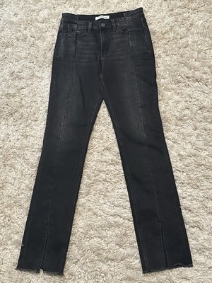 Flying Monkey Black Distressed Skinny Jeans, Size 27, Ripped Raw Hem