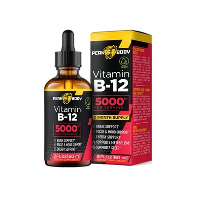 B12 5000 mcg Liquid Drops Sublingual High-Potency Energy & Metabolism Support