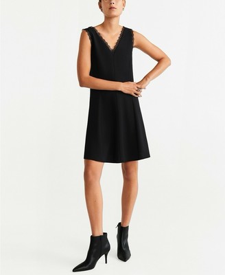 NWT Mango Basics Eva Lace Trim Dress 4 Small
